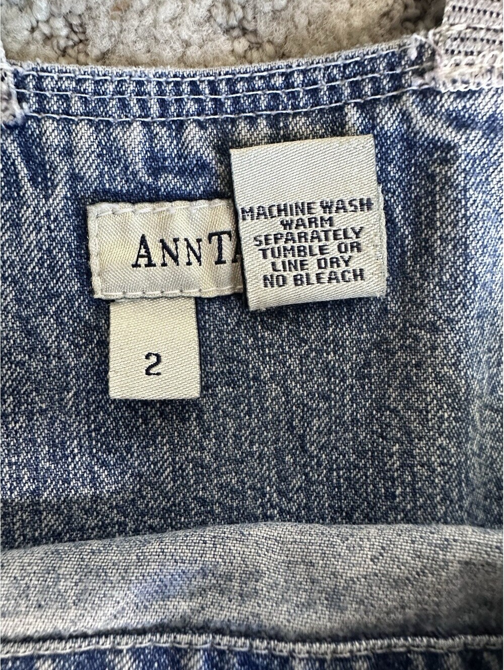 Vintage Ann Taylor Denim Overalls Womens 2 Distressed Light Wash Boho Cotton - Picture 7 of 7